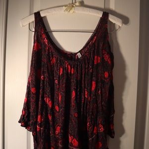 Free People Cold Shoulder Patterned Top